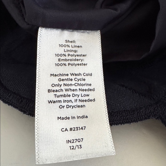 Talbots Navy Linen Embroidered Floral Skirt Scalloped Hem 16WP - Picture 9 of 10